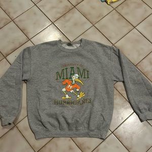 Light Grey University of Miami Hurricanes sweater with Sebastian the Ibis